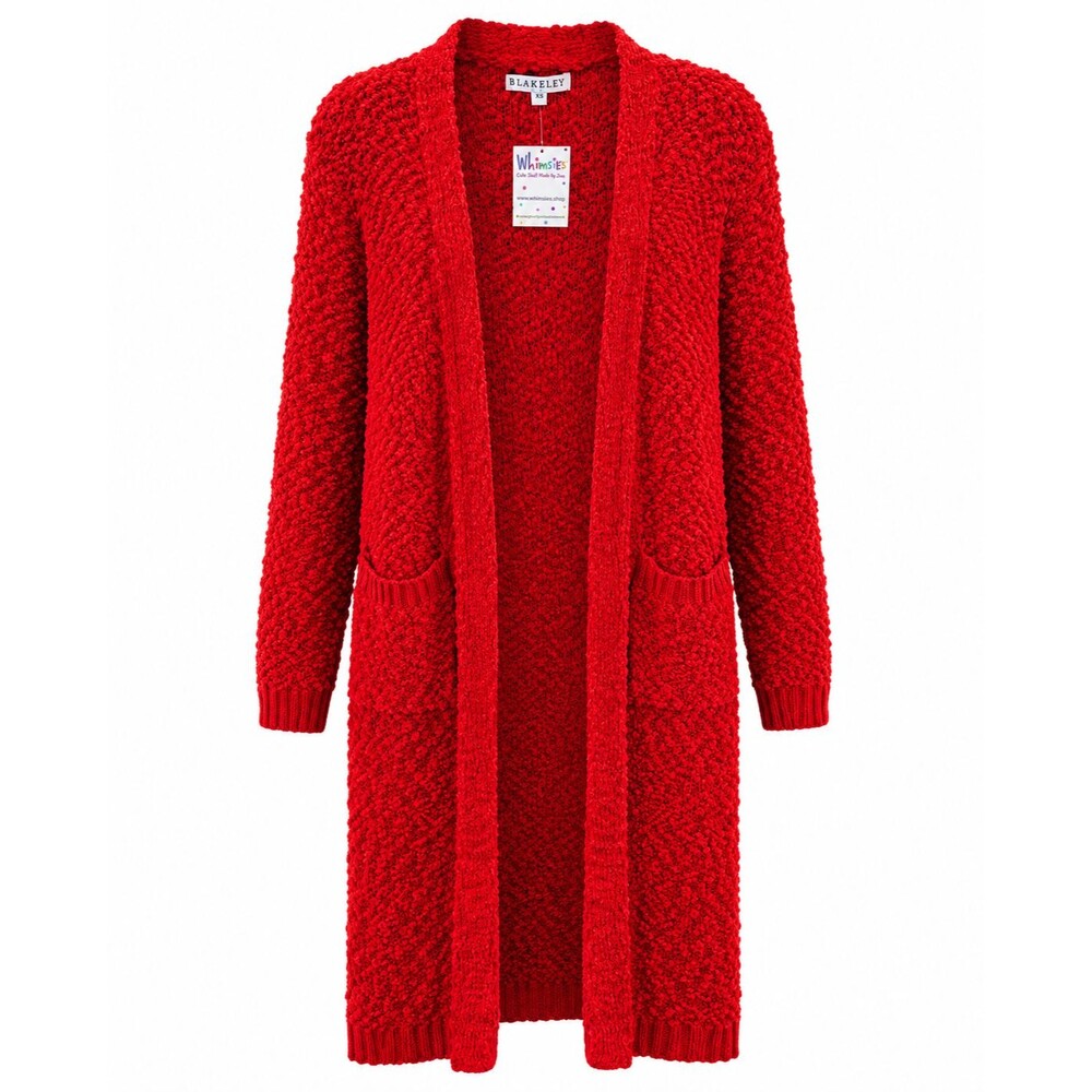 NWT Blakeley Red Popcorn Cardigan Duster Open Front Soft Cozy XS